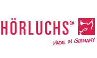 Hörluchs Hörland Logo in roter Schrift auf weißem Hintergrund