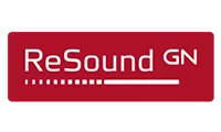 ReSound GN Logo auf rotem Hintergrund
