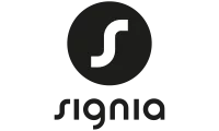 Signia Logo in Schwarz-Weiß mit Schriftzug